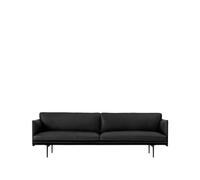 Muuto Canapé Outline 3 places cuir Refine black-pieds noirs