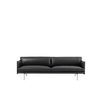 Muuto Canapé Outline 3 places cuir Refine noir- pieds en aluminium