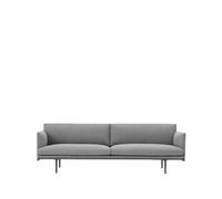 Muuto Canapé Outline 3 places tissu tissu fiord 151 grey. pieds noirs