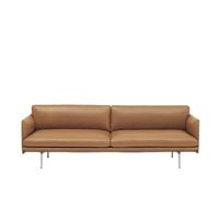 Muuto Canapé Outline -Trois places - Cuir cognac - aluminium poli