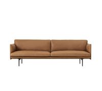 Muuto Canapé Outline -Trois places - Cuir cognac - noir