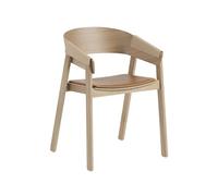 Muuto Chaise avec accoudoirs Cover assise revêtue de tissu Refine leather cognac-Oak