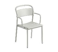 Chaise de Salle à Manger Linéaire en Acier Muuto avec Accoudoirs Gris