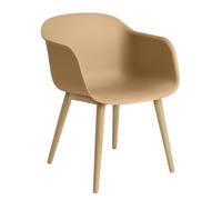 Muuto Chaise Fiber Chair avec accoudoir et pieds en bois Ocre-chêne