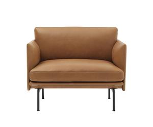 Muuto Chaise Outline base noire Refine leather cognac-Black