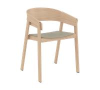 Muuto Cover Armchair chaise à accoudoirs avec assise en cuir Refine leather stone-oak