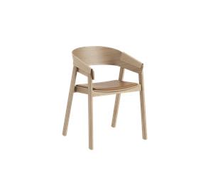 Muuto Cover Dining Table Chair m. Accoudoir Rembourré Cuir Cognac/Chêne