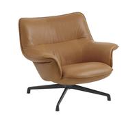 Muuto Fauteuil bas Doze base pivotante Refine leather cognac-black