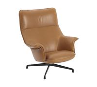 Muuto Fauteuil pivotant Doze cuir cognac lxHxP 95,5x106x100cm