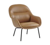 Muuto Fauteuil Fiber Lounge avec pieds en acier Refine leather cognac-black