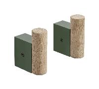 Muuto Set de 2 crochet mural Attach chêne, vert foncé LxHxP 2,1x6,3x5,1cm