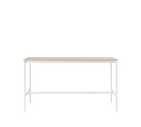 Muuto Table de bar Base High oak. structure blanche. bord en contreplaqué. l85 L190 H105