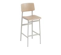 Muuto Tabouret de bar Loft - chêne / gris - Hauteur d'assise 75 cm