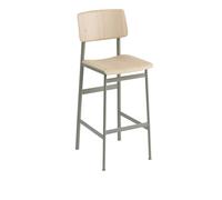 Muuto Tabouret de bar Loft - gris-vert/ chêne - Hauteur d'assise 75 cm