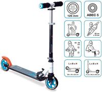 muuwmi aluminium trottinette 125 mm noir-orange-blanc