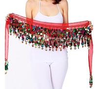 MUUYYI Chaîne de taille à franges scintillantes avec paillettes dorées, pompons, danse du ventre