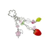 MUUYYI Porte-clés en forme de fraise - Ornements de sac à dos en alliage acrylique - Cadeau pour les amateurs de mode, Comme sur les images, 10.9cm