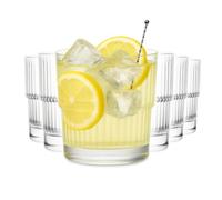 MUVELL Lot de 6 verres Tumbler “Norway” - 340 ml - verres à eau et à whisky - verre épais 3 mm, cristal clair - verres à cocktail robustes - coffret cadeau élégant