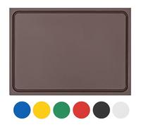 MUVELL Planche à découper en plastique PE-HD Marron, 45x30x2 cm, passe au lave-vaisselle, extra épaisse, n'abîme pas les couteaux bac à jus