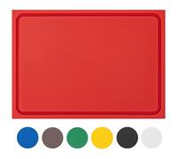 MUVELL Planche à découper en plastique PE-HD Rouge, 45x30x2 cm, passe au lave-vaisselle, extra épaisse, n'abîme pas les couteaux bac à jus