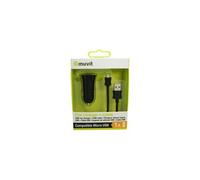 MUVIT - Adaptateur d'alimentation pour voiture - 1 A (USB) - sur le câble : Micro-USB - noir