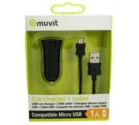 MUVIT - Adaptateur d'alimentation pour voiture - 1 A (USB) - sur le câble : Micro-USB - noir Noir G