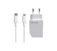 MUVIT - Adaptateur secteur - 20 Watt - 3 A - PD (24 pin USB-C) - sur le câble : Lightning - blanc