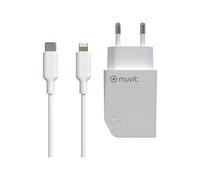 Muvit - Adaptateur Secteur - 20 Watt - 3 A - Pd (24 Pin Usb-C) - Sur Le Câble : Lightning - Blanc
