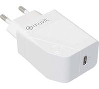 Muvit, adaptateur secteur USB-C 20W 3A avec câble USB-C vers USB-C 1,2m, blanc