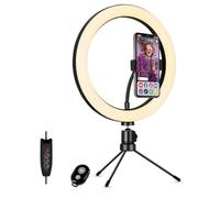 MUVIT - Anneau LED Lumière de 25 cm avec Trépied, Télécommande Bluetooth - Ring Light Professionnel - 3 Modes Couleur, 10 Niveaux Luminosité - Support Ajustable