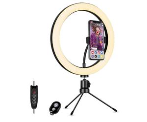 MUVIT - Anneau LED Lumière de 25 cm avec Trépied, Télécommande Bluetooth - Ring Light Professionnel - 3 Modes Couleur, 10 Niveaux Luminosité - Support Ajustable