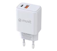 muvit for Change Chargeur mural 1 USB QC 3.0 18 W + 1 Type C PD 25 W Blanc
