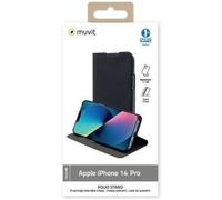 Etui Folio pour iPhone 14 Pro Stand Recycletek avec Porte-cartes Noir