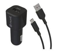 Muvit For Change Pack Chargeur Voiture 12W + Cable Usb C 1.2M Noir