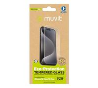 Muvit for change protection écran recycletek compatible avec Apple iPhone 16 Plus/15 Plus verre trempé plat