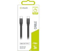 MUVIT TAB CABLE PLAT 3A TYPE C/TYPE C 1M NOIR