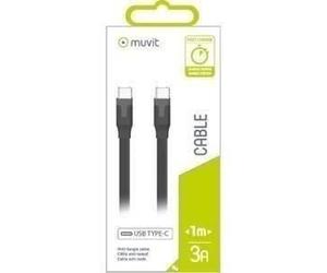 MUVIT TAB Cable plat 3A type C/type C - 1m - Noir