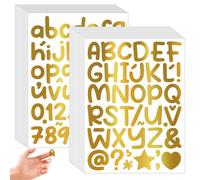 MUWINC 1 Pouce Cartoon Lettres Gommettes Autocollantes Dorés - 1380 Pièces Chiffre et Symboles Autocollant Scrapbooking, pour Décorer et étiqueter des Objets