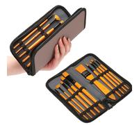 MUWINC 10 Kit Pinceaux Peinture Aquarelle Acrylique en Nylon, Orange | Art Peinture Gouache avec Pochette de Rangement, pour Les Peintres Débutants et Professionnels