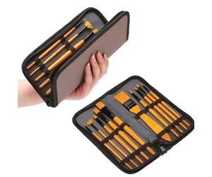 MUWINC 10 Kit Pinceaux Peinture Aquarelle Acrylique en Nylon, Orange | Art Peinture Gouache avec Pochette de Rangement, pour Les Peintres Débutants et Professionnels