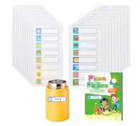 MUWINC étiquettes pour Gobelet Personnalisées Autocollantes - 160 étiquettes Nom Prénom Imperméables, 60x15mm, pour école et Articles Ménagers (Motif Poissons, Lions)