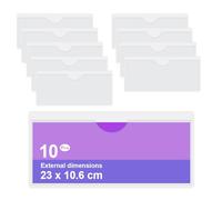 MUWINC Protege Pochette Carte Transparente Plastique, 10 Pièces Porte Etiquette Adhesif, pour la Maison, le Bureau, les Archives (23 x 10,6 cm)