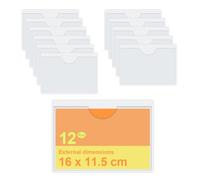 MUWINC Protege Pochette Carte Transparente Plastique, 12 Pièces Porte Etiquette Adhesif, pour la Maison, le Bureau, les Archives (16 x 11,5 cm)