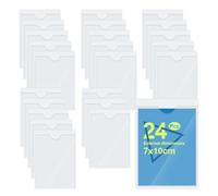 MUWINC Protege Pochette Carte Transparente Plastique, 24 Pièces Porte Etiquette Adhesif, pour la Maison, le Bureau, les Archives (7x10 cm)