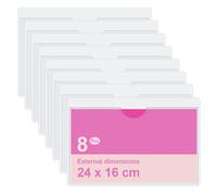 MUWINC Protege Pochette Carte Transparente Plastique, 8 Pièces Porte Etiquette Adhesif, pour la Maison, le Bureau, les Archives (24 x 16 cm)