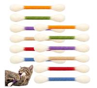 Muwirru 12 PCS Coton Tige Chat,Coton Tige Jouet Chat,Jeux Chat Anti Ennui | Souple et RéSistant, Aide à Nettoyer les Dents, Convient pour MâCher et Jouer, Jouet pour Chaton