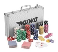 MUWO Coffret de poker All In avec 300 jetons - Kit complet de casino dans un coffret en aluminium pratique (300 jetons)