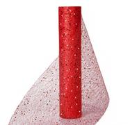 Muwodkdn Chemin de Table Non Tissé 30CM x 10Yards Organza Tulle Rouge | Rouleau Bobine Ruban De Table Décoratif avec Paillettes Réutilisable pour Fête Anniversaire Mariage Noël Décoration Sapin