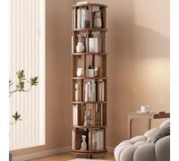 Muwuele Bibliothèque rotative à roulettes en bois massif à 6 niveaux, ronde tournante à 360°, tour de livre pour enfants, étagères étroites à roulettes pour petit espace, coin, chambre à coucher