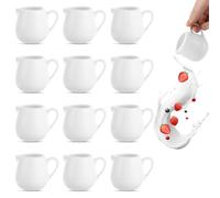 MUXHEL 12 Pièces Pot à Lait en Porcelaine, 110ml Mini Pot à Lait, Pichet à Lait en Porcelaine, Mini Pichet Crémier, Style et Praticité sur la Table du Petit Déjeuner